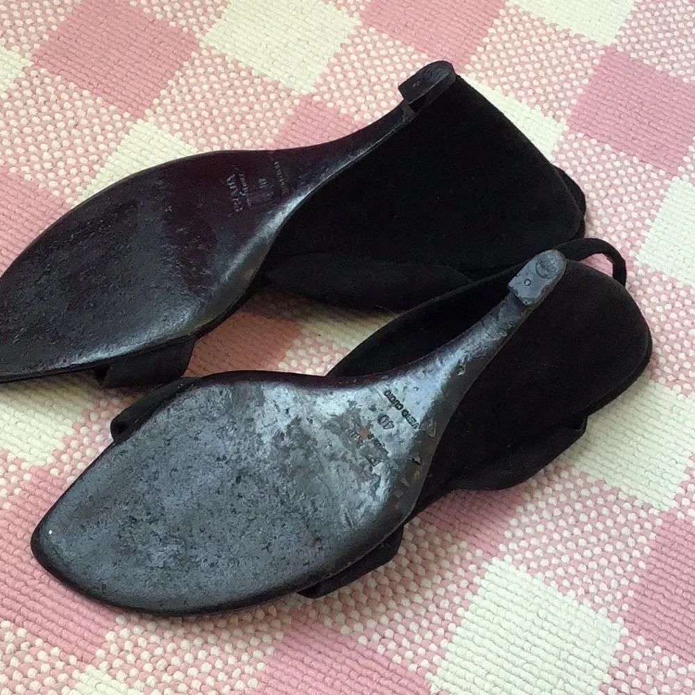 Vintage Prada Black Suede Wedge Sandals - Picture 8 of 8